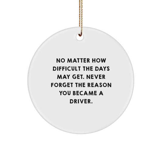 Inspirational Driver Gifts for Men, Women, Friends, Coworkers, Family - 'Never Forget The Reason You Became A Driver.' Christmas Circle Ornament, Gifts from Men, Women, Friends, Coworkers, Family - Image 1