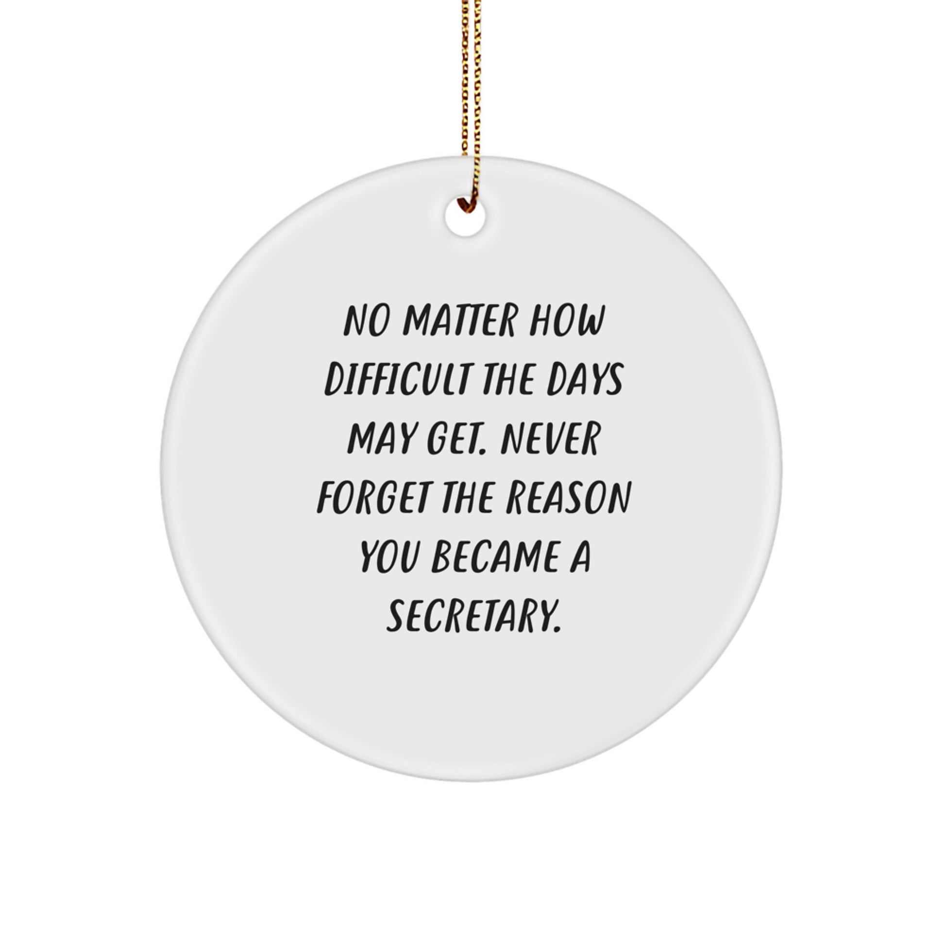 Funny Secretary Christmas Circle Ornament Gifts from Men to Friends and Family, Never Forget the Reason You Became a Secretary - Image 1
