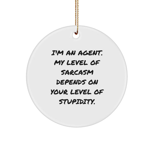Funny Agent Gifts, Circle Ornament with Sarcasm Quote, Gifts from Friends or Family for Agent, Unique Christmas Agent Gifts - Image 1