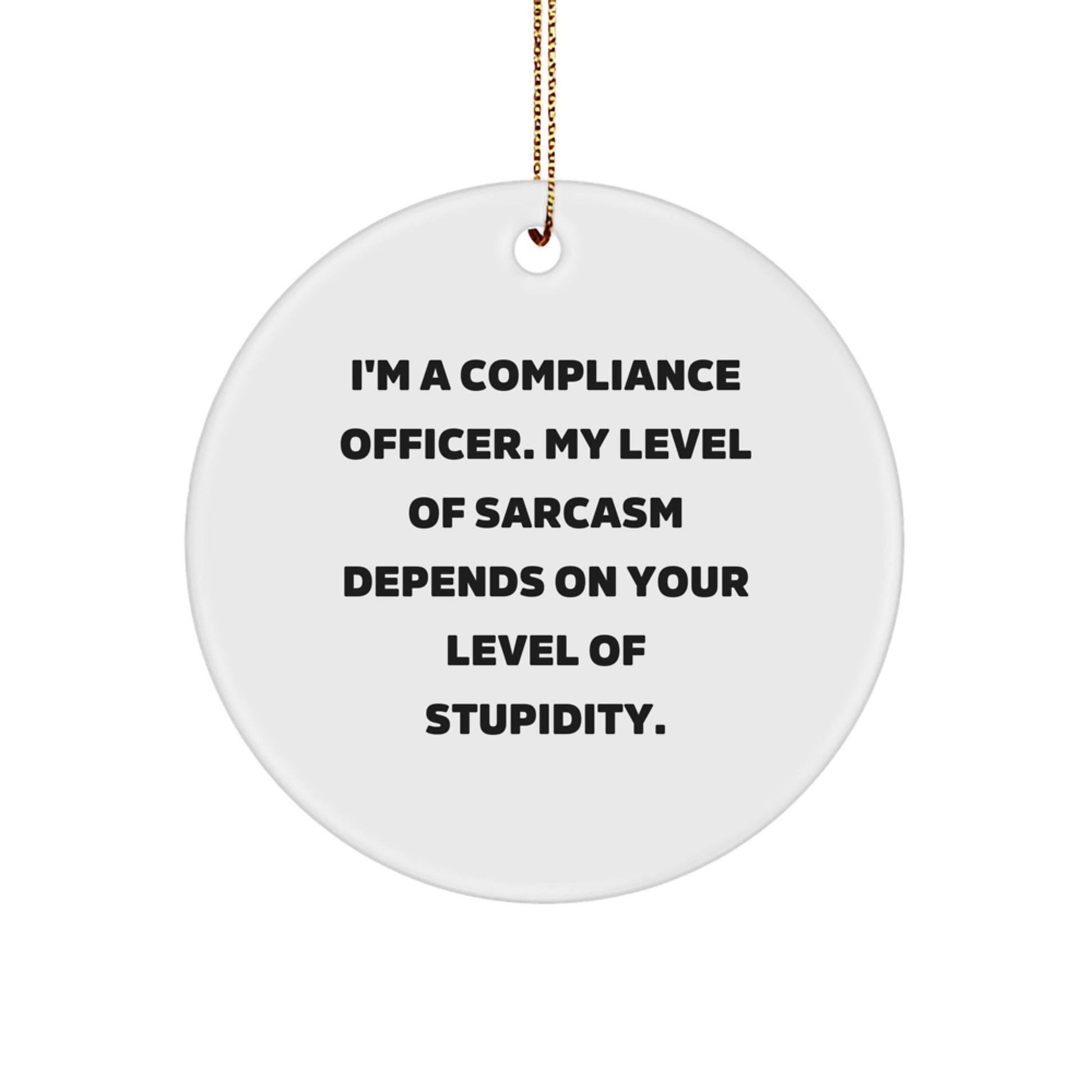 Compliance Officer Gifts, Funny Sarcasm Circle Ornament, Christmas Memorable Presents for Compliance Officers, Gifts from Friends, Unique Christmas Unique Gifts - Image 1