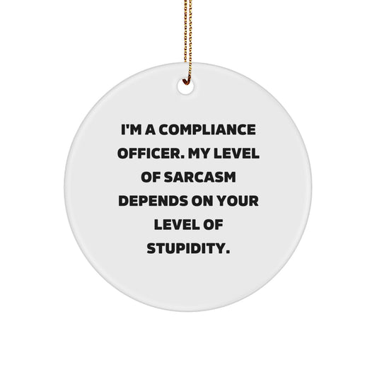 Compliance Officer Gifts, Funny Sarcasm Circle Ornament, Christmas Memorable Presents for Compliance Officers, Gifts from Friends, Unique Christmas Unique Gifts - Image 1