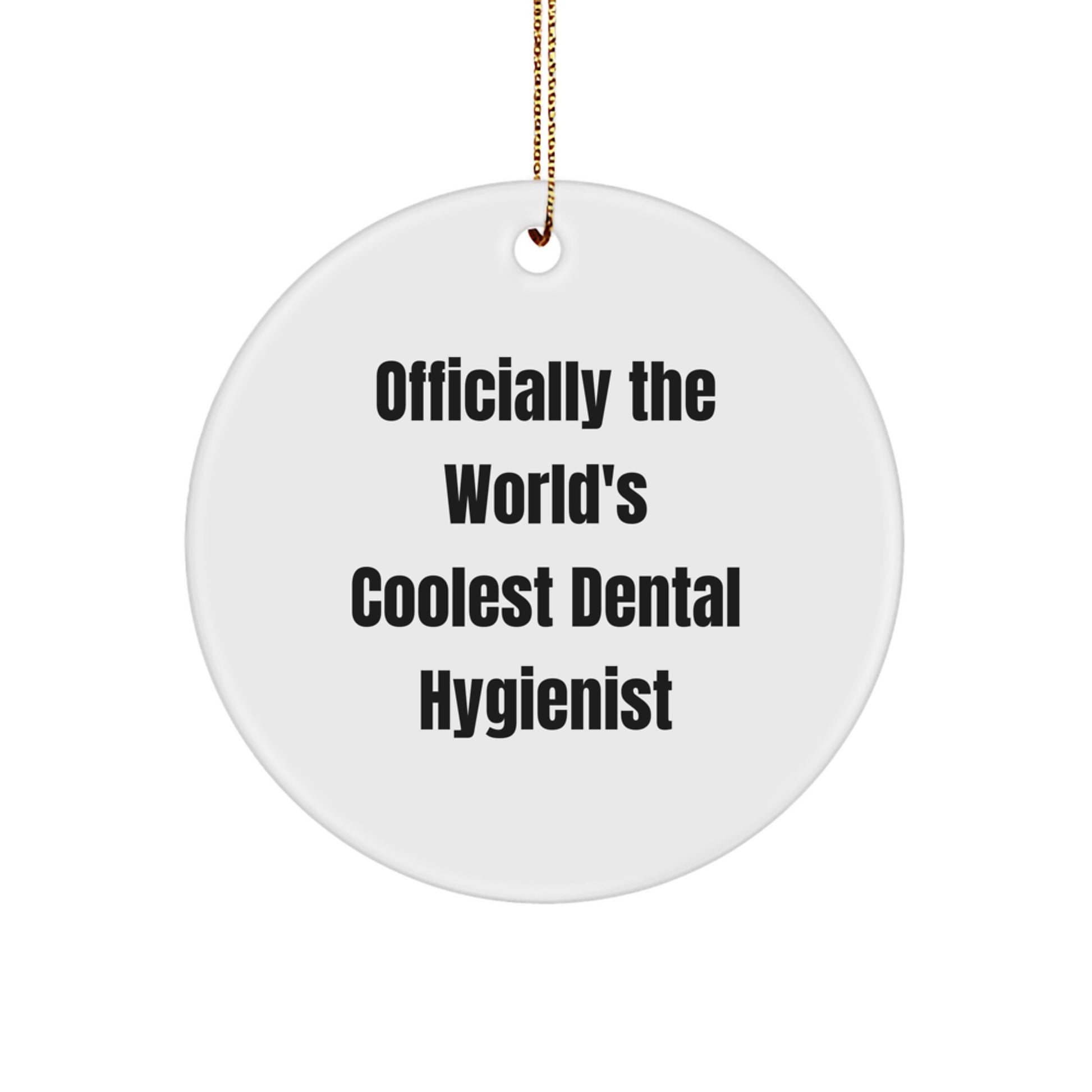 Funny Dental Hygienist Gifts from Family, Officially The World's Coolest Dental Hygienist Christmas Unique Ornament for Women, Cute Circle Shaped Office Decor - Image 1
