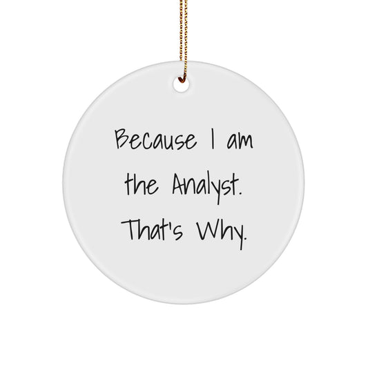 Funny Analyst Gifts for Men from - White Circle Ornament, 'Because I Am The Analyst. That's Why.', Christmas Unique Gifts for Family - Image 1