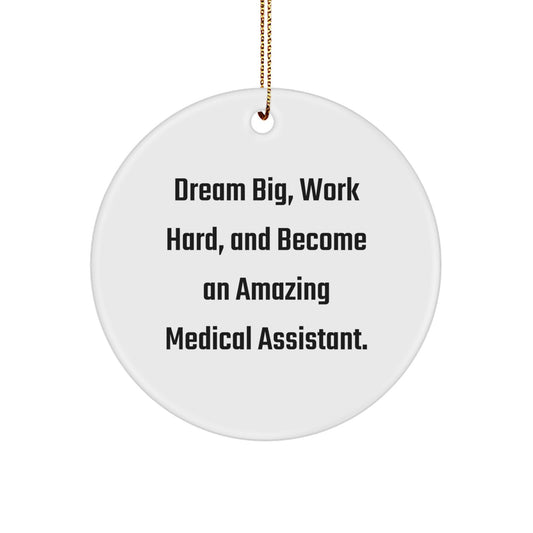 Inspirational Medical Assistant Gifts from Friends, Partners, or Family - 'Dream Big, Work Hard, And Become An Amazing Medical Assistant.' - Christmas Circle Ornament - Image 1