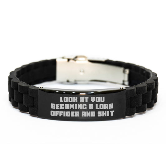 Funny Loan Officer Gifts, 'Look At You Becoming A Loan Officer And Shit' Quote, Glide lock Clasp Birthday Unique Gift for Men or Women from Friends, Coworkers, or Family - Image 1