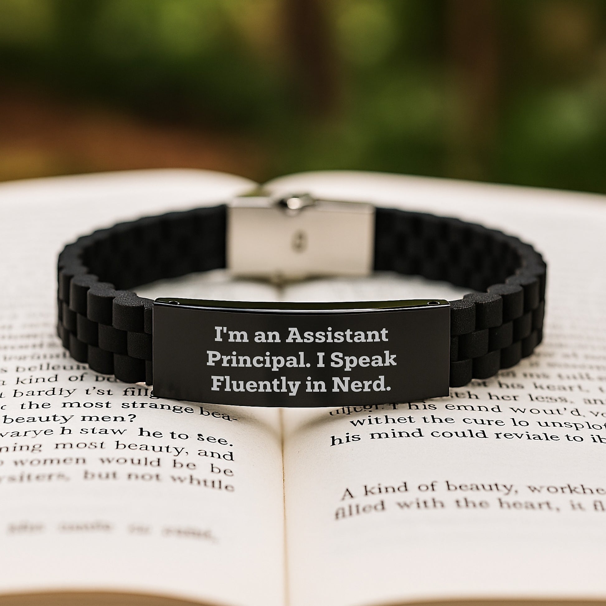 Funny Assistant Principal Quote Glide lock Clasp Gift for Men, Women, Coworkers, Family - Black Stainless Steel Silicone Adjustable Graduation Unique Gifts from Family - Image 2