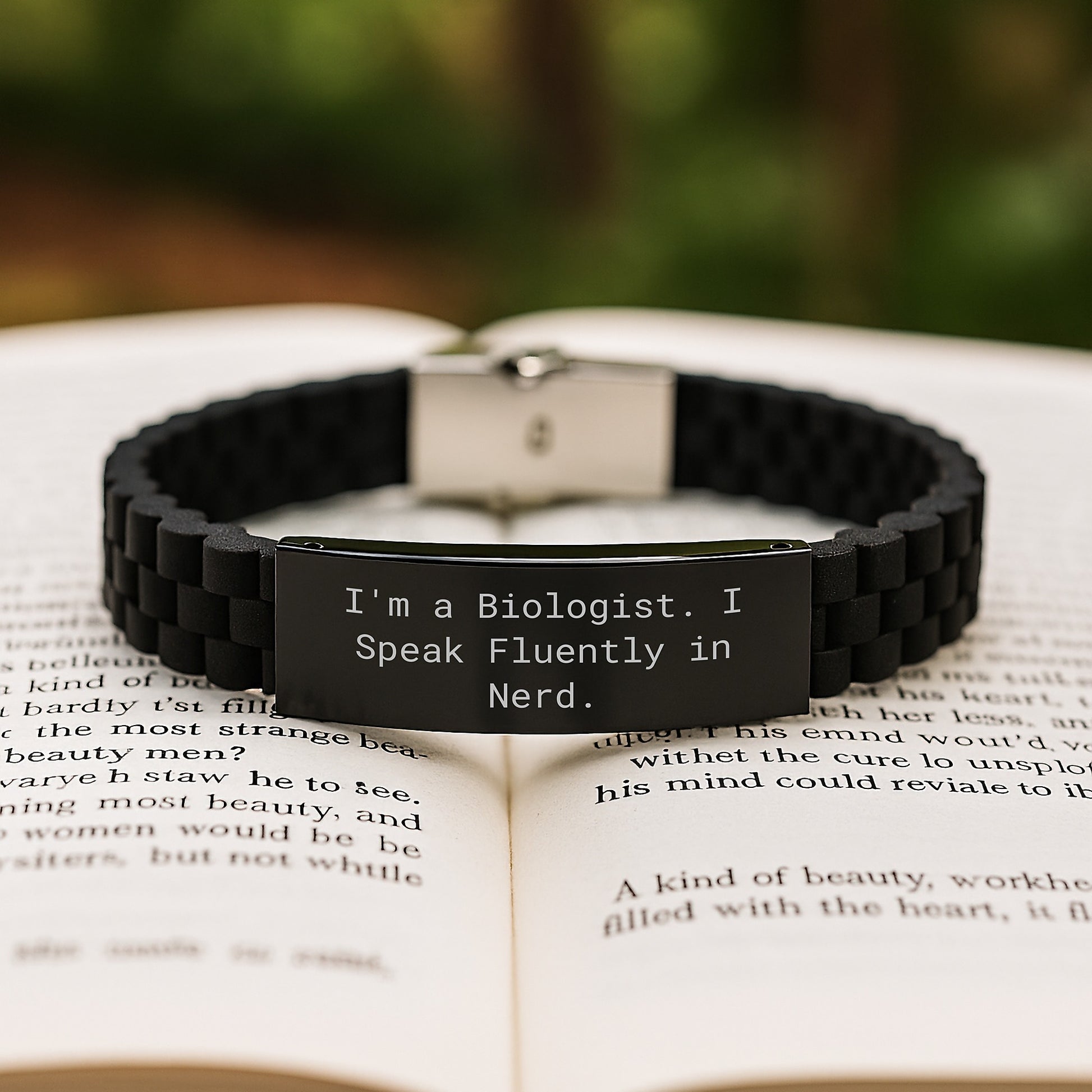 Funny Biologist Gifts, I'm A Biologist. I Speak Fluently In genius., Glide lock Clasp Bracelet for Men, Women, Friends, Coworkers, Family Graduation Unique Gifts from Biologist - Image 2