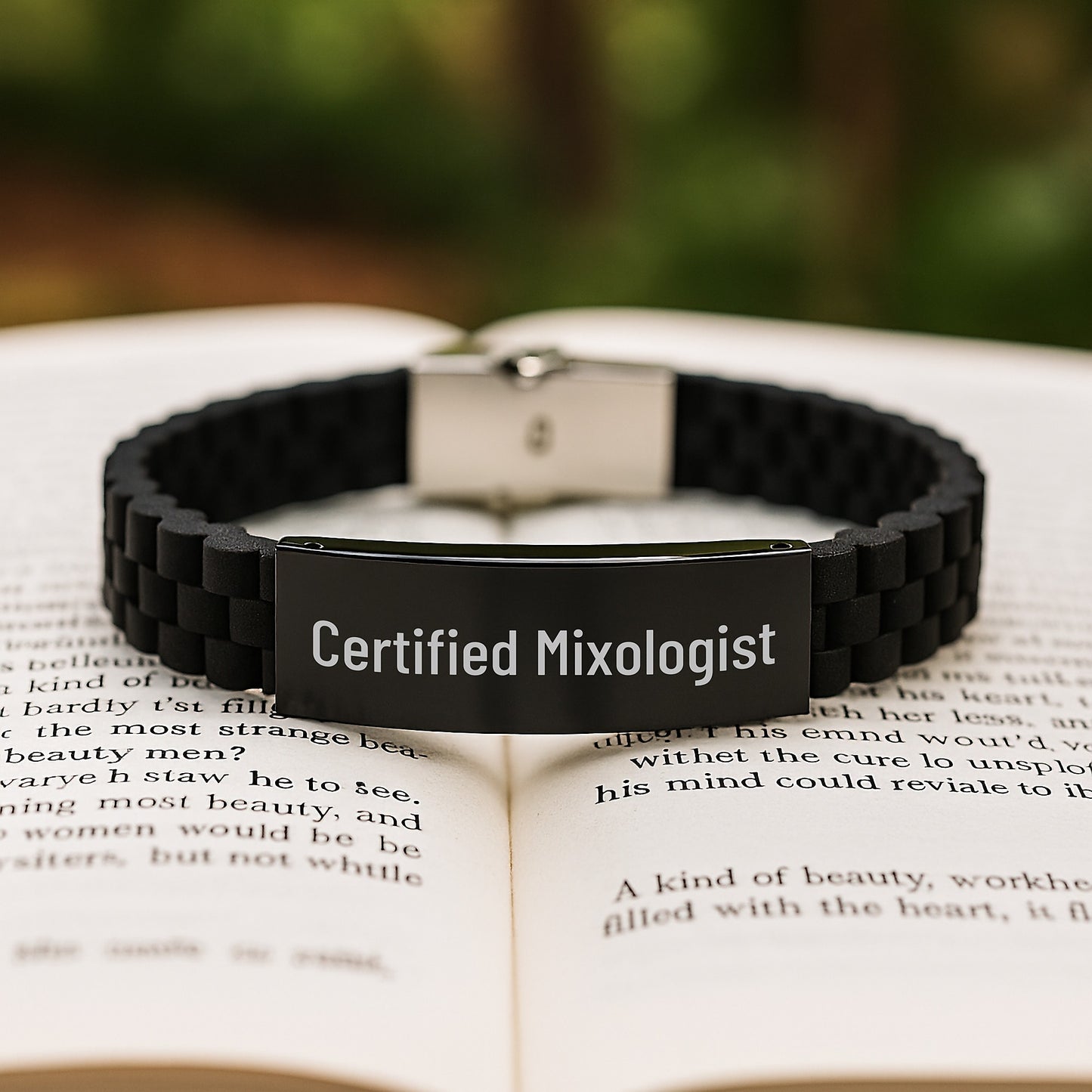 Funny Quote Mixologist Gifts from Friends - Certified Mixologist Glide lock Clasp Black Stainless Steel Silicone Adjustable Graduation Unique Gifts for Mixologist - Image 2