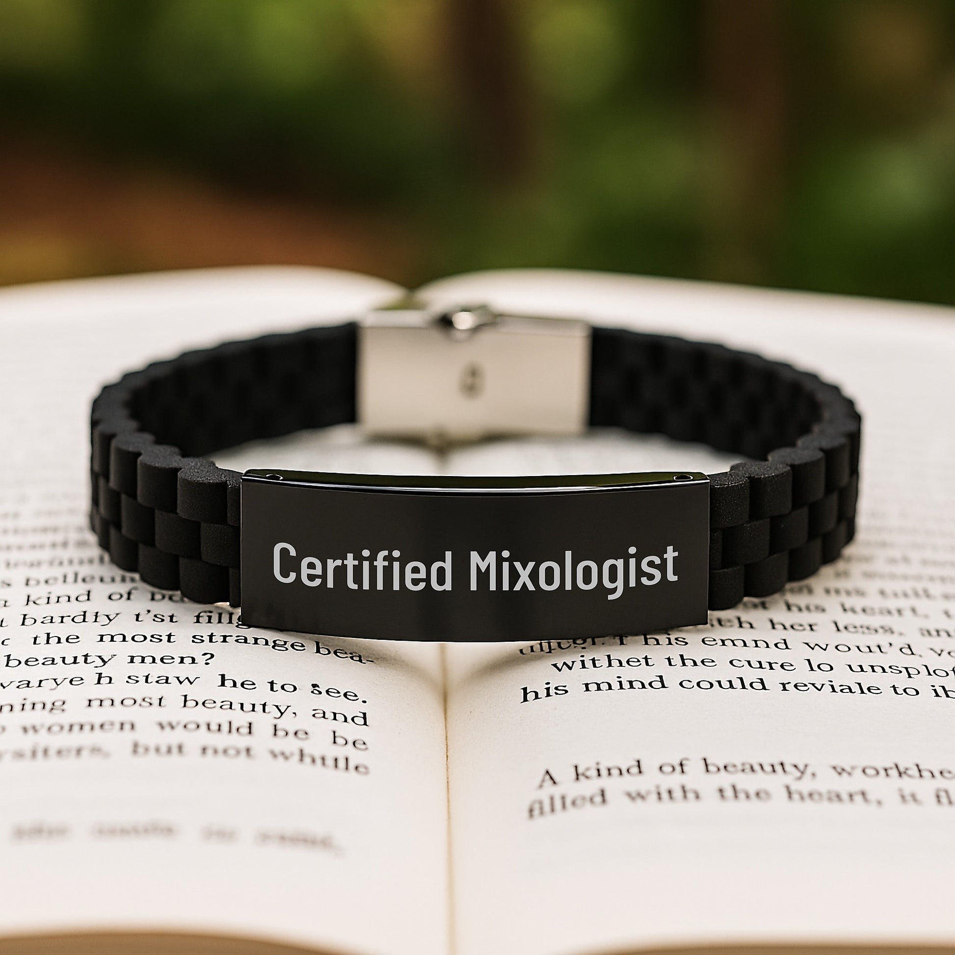 Funny Quote Mixologist Gifts from Friends - Certified Mixologist Glide lock Clasp Black Stainless Steel Silicone Adjustable Graduation Unique Gifts for Mixologist - Image 2