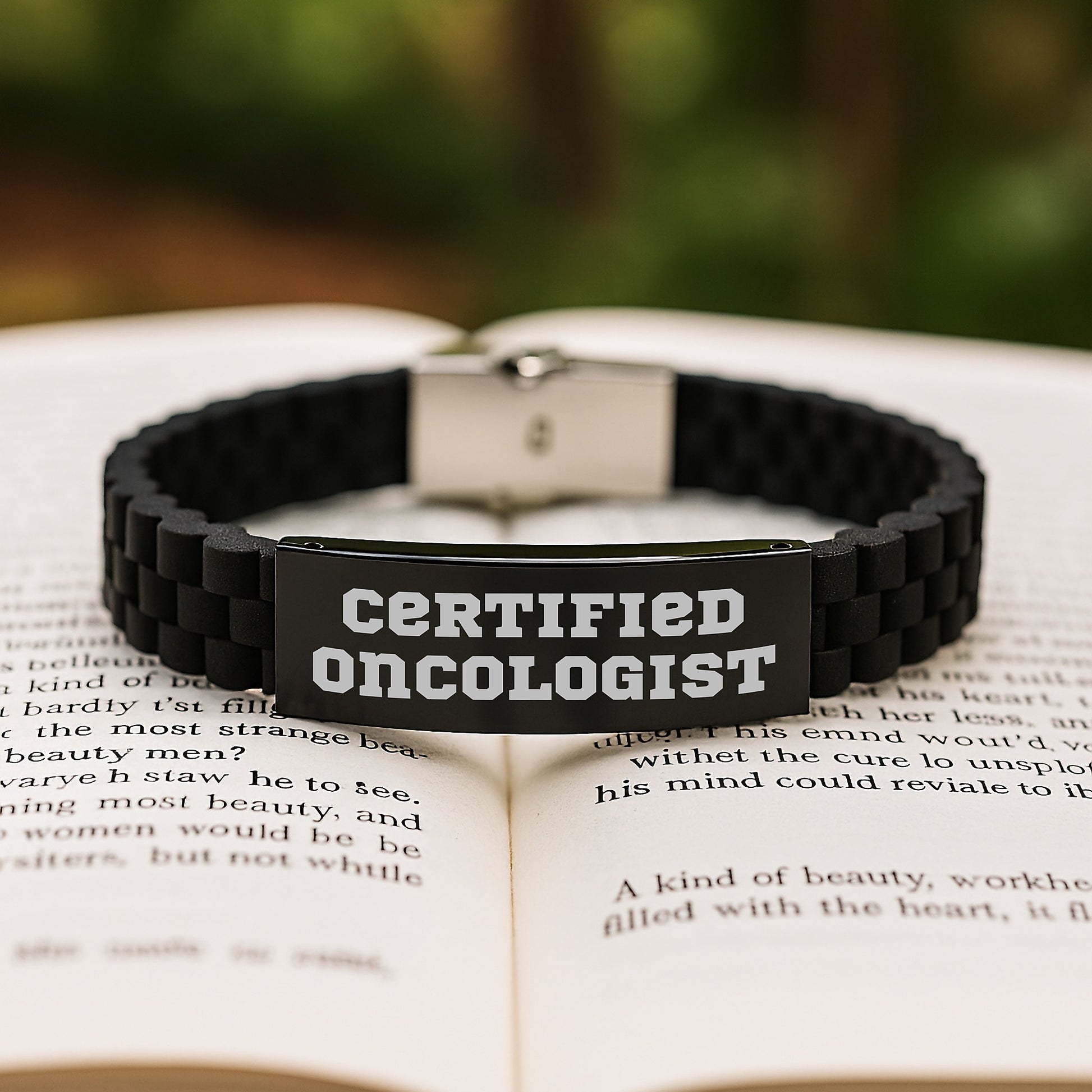 Certified Oncologist Gifts - Funny 'You're a Hero' Glide lock Clasp Bracelet for Birthday, Adjustable Black Stainless Steel and Silicone, Ideal for Men, Women, Friends, Coworkers, Family - Image 2