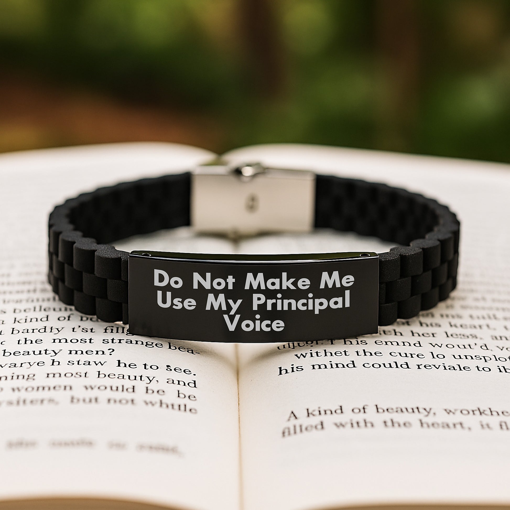 Funny Principal Gifts from Men for Graduation Unique Glide lock Clasp Bracelet with 'Do Not Make Me Use My Principal Voice' Quote, Adjustable and Packaged in Premium Bag - Image 2