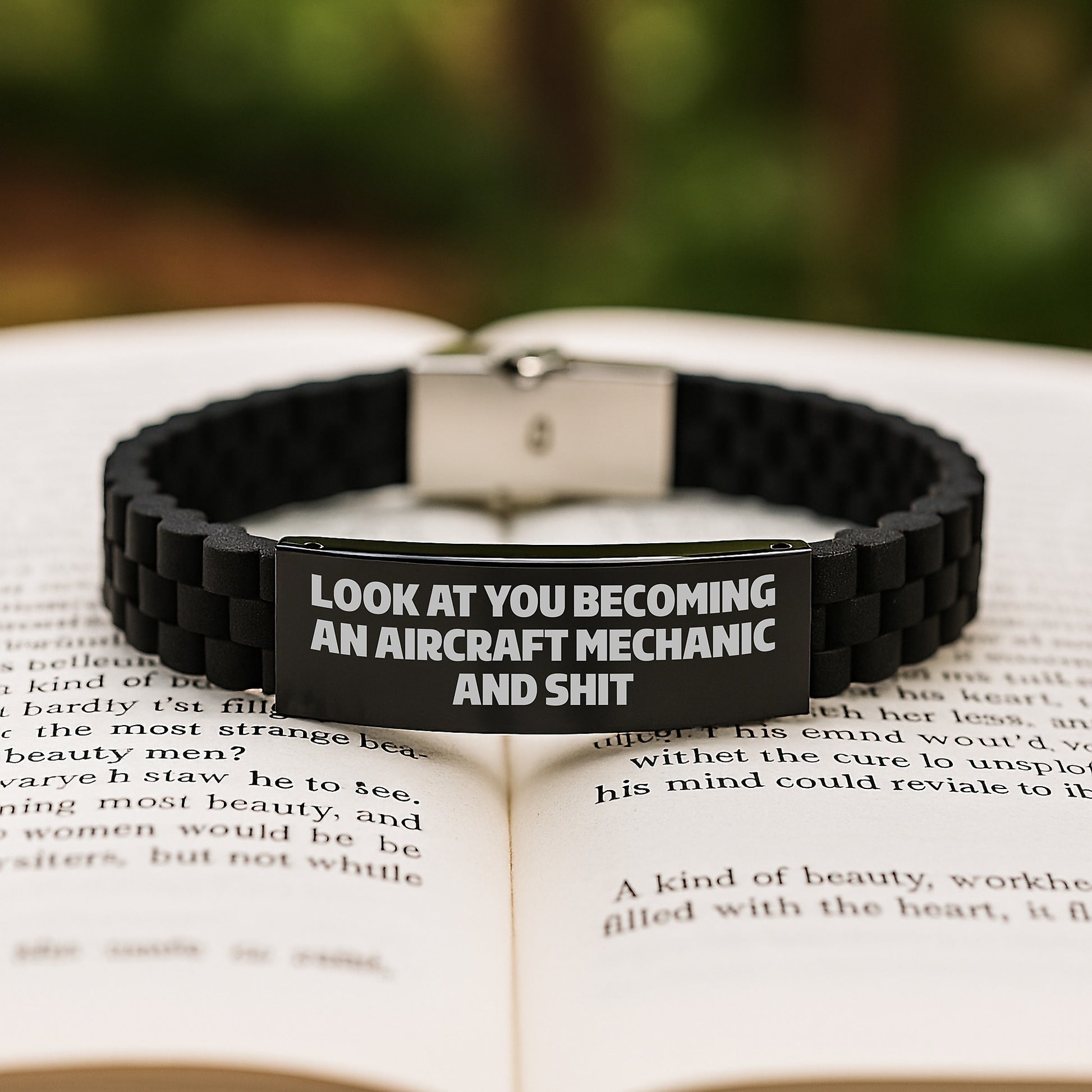 Aircraft Mechanic Graduation Gift, Funny Quote Glide lock Clasp Bracelet for Men, Women, Friends, Coworkers, Family, 'Look At You Becoming An Aircraft Mechanic And Shit' - Image 2