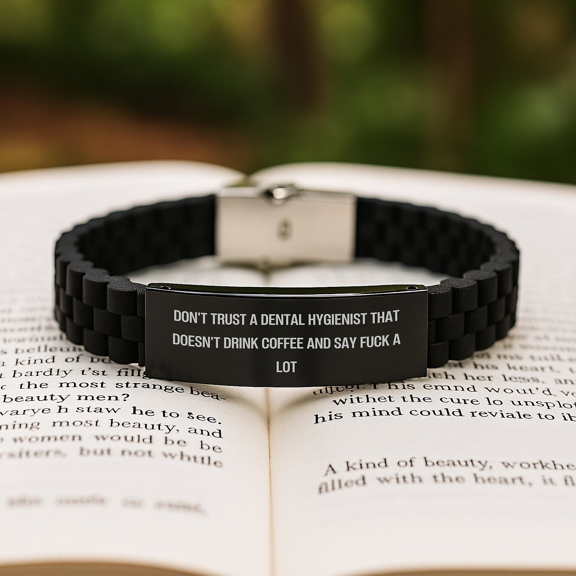 Dental Hygienist Gifts, Funny Quote Inspired, Glide lock Clasp Adjustable Black Stainless Steel Silicone Bracelet for Women, Gifts from Friends or Coworkers, Graduation Unique Gifts - Image 2