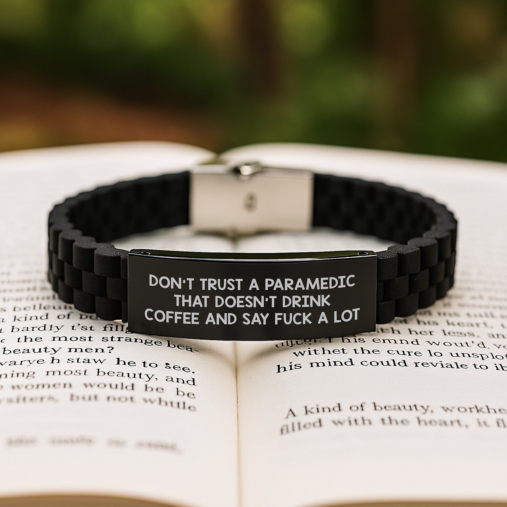 Funny Rescue Worker Gifts from Men to Rescue Workers, Black Glide lock Clasp Bracelet for Graduation - Image 2