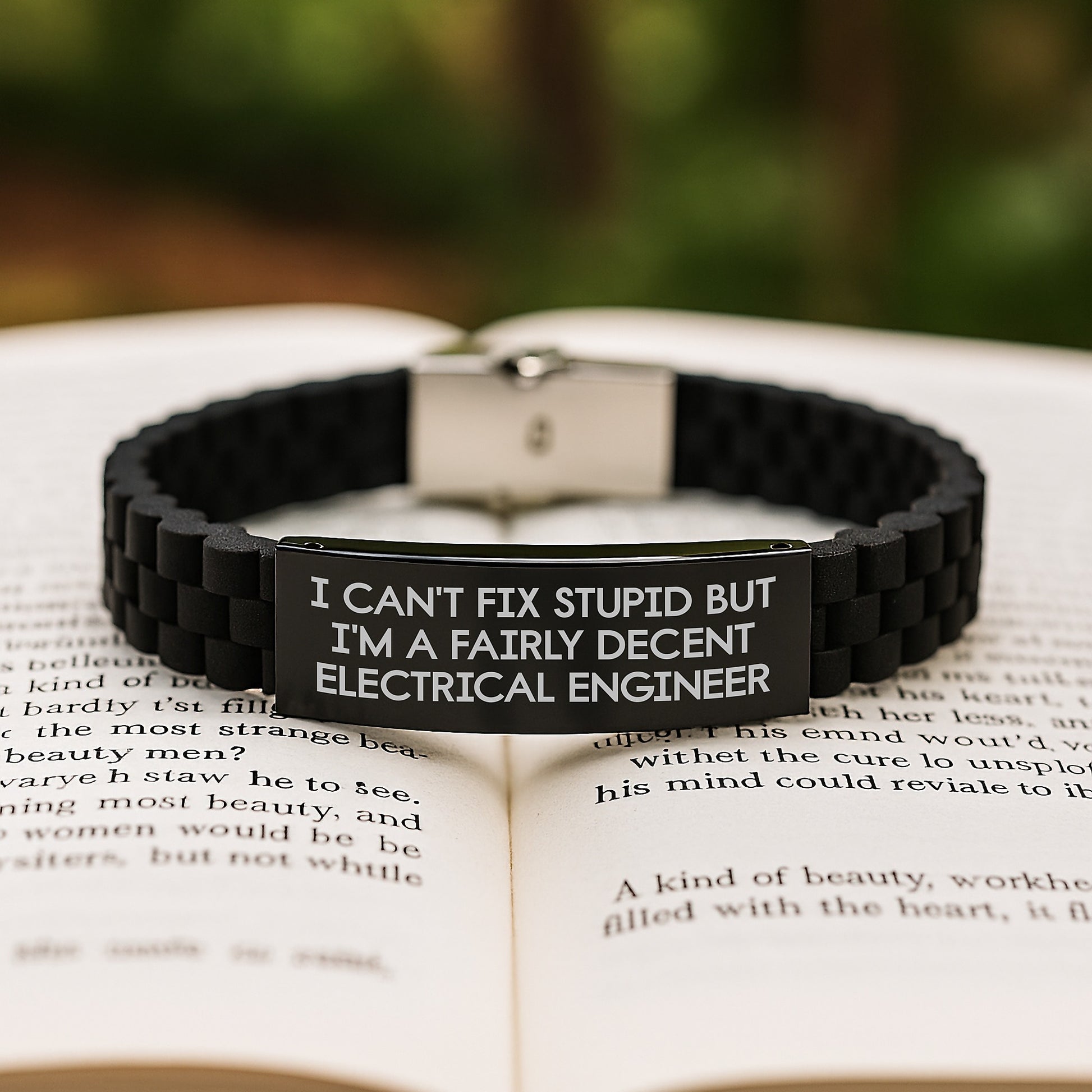 Funny Electrical Engineer Christmas Unique Gifts from Friends for Men Glide lock Clasp Bracelet, I Can't Fix Stupid But I'm A Fairly Decent Electrical Engineer - Image 2