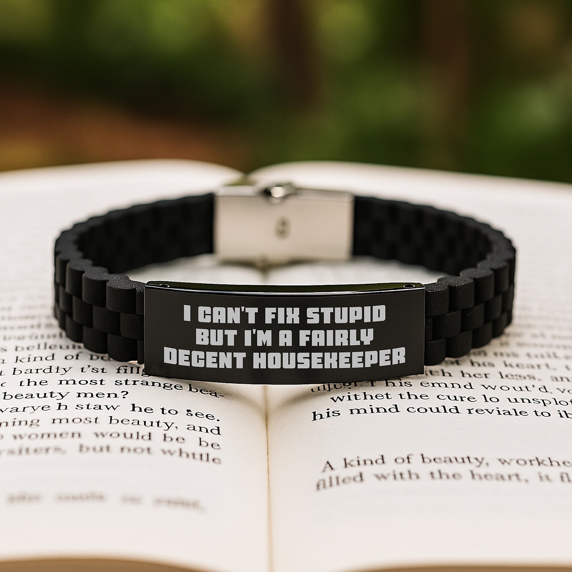 Funny Housekeeper Gifts, I Can't Fix Stupid But I'm A Fairly Decent Housekeeper, Glide lock Clasp Birthday Unique Gifts from Family to Housekeeper - Image 2