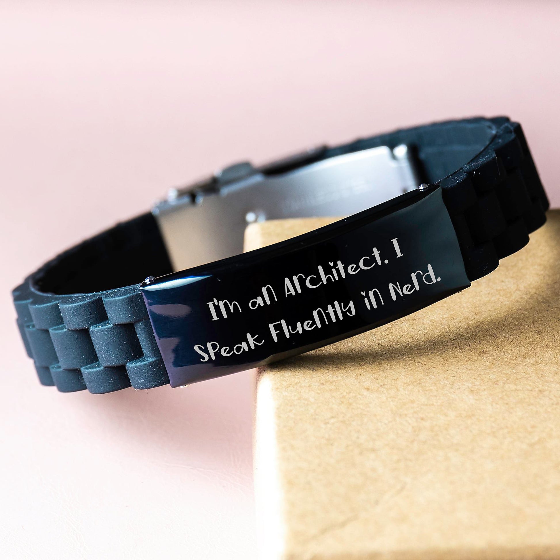 Architect Humor Glide lock Clasp Black Stainless Steel Silicone Graduation Gifts from Men to Architect - Image 3