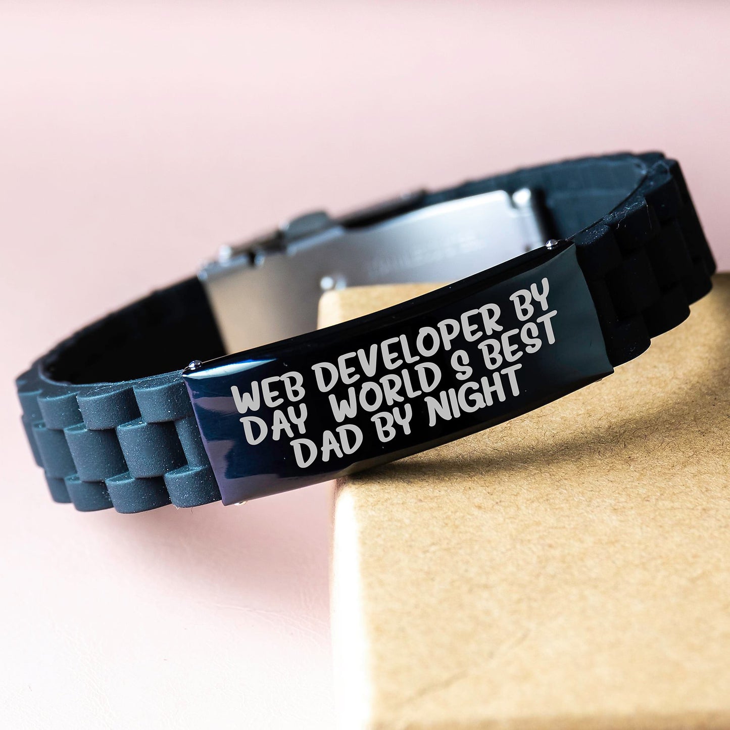 Web Developer Gifts, Funny Quote, Glide lock Clasp Bracelet for Men or Women, Adjustable & Premium Bag, Graduation Unique Gifts from Dad - Image 3