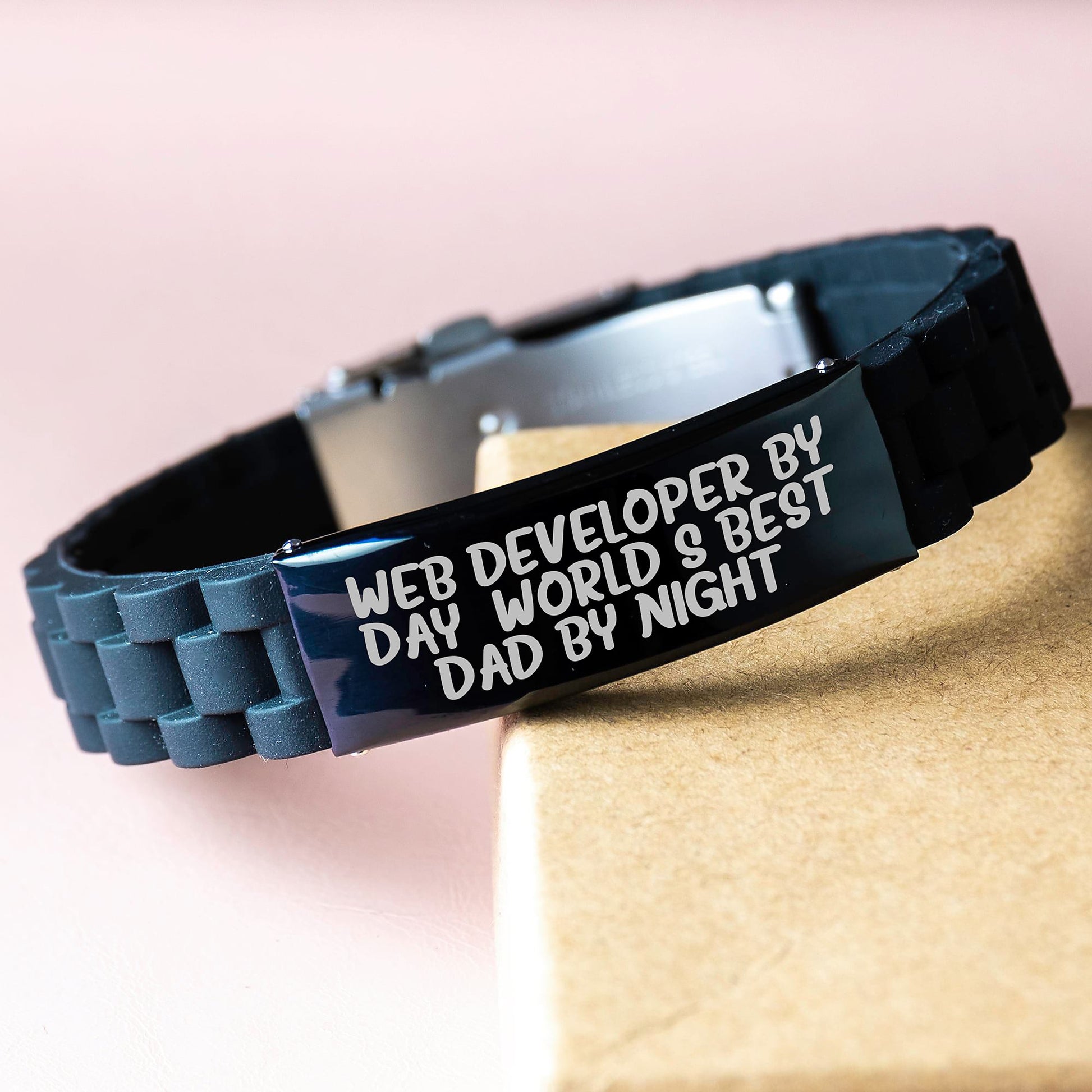 Web Developer Gifts, Funny Quote, Glide lock Clasp Bracelet for Men or Women, Adjustable & Premium Bag, Graduation Unique Gifts from Dad - Image 3
