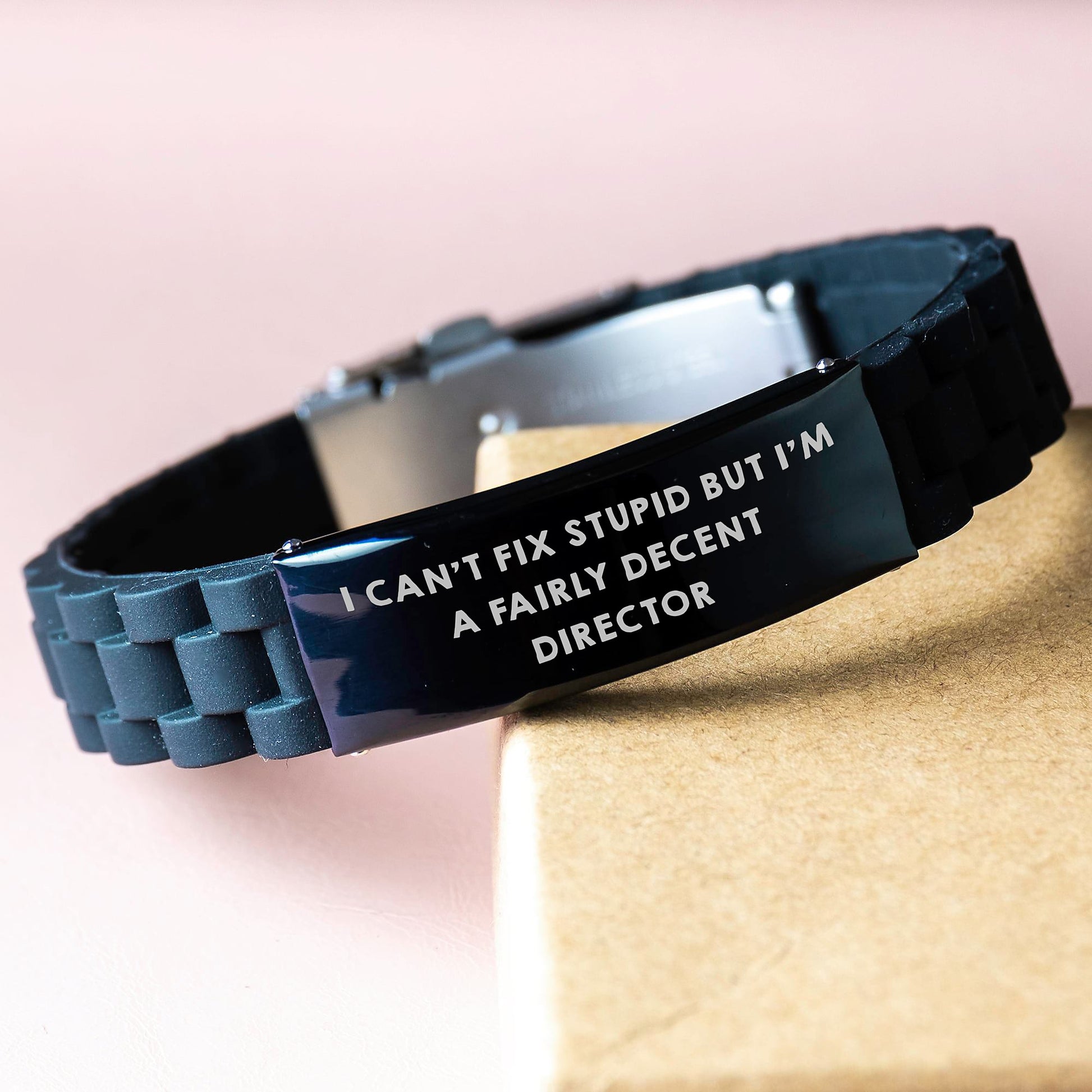 Funny Director Gifts, 'I Can't Fix Stupid But I'm A Fairly Decent Director' Glide lock Clasp Birthday Jewelry, Adjustable and Packaged in Premium Bag, Gifts from Friends and Family to Director - Image 3