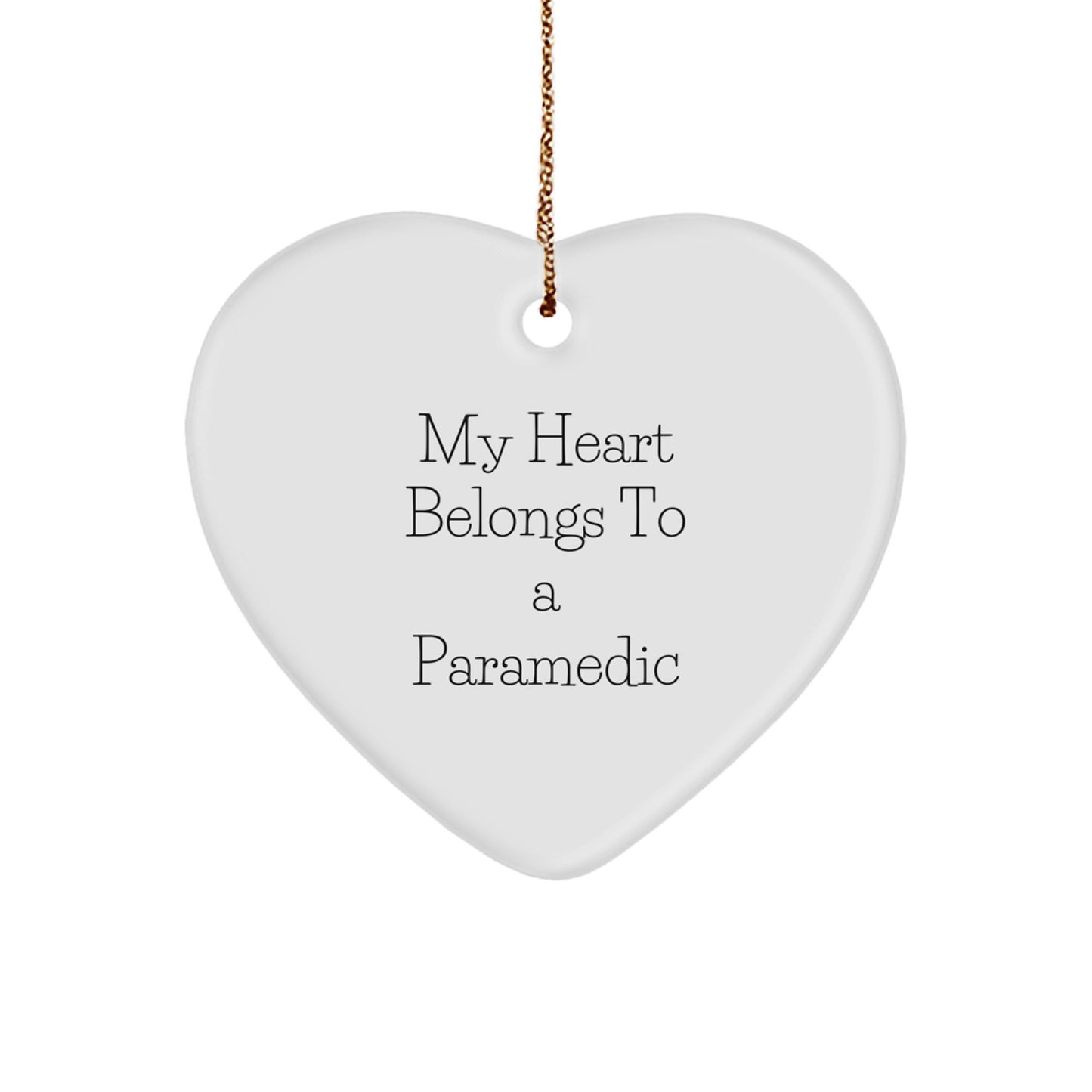 My Heart Belongs To A Rescue Worker, Heart Ornament Gift for Rescue Worker, Funny Christmas Unique Gift - Image 1