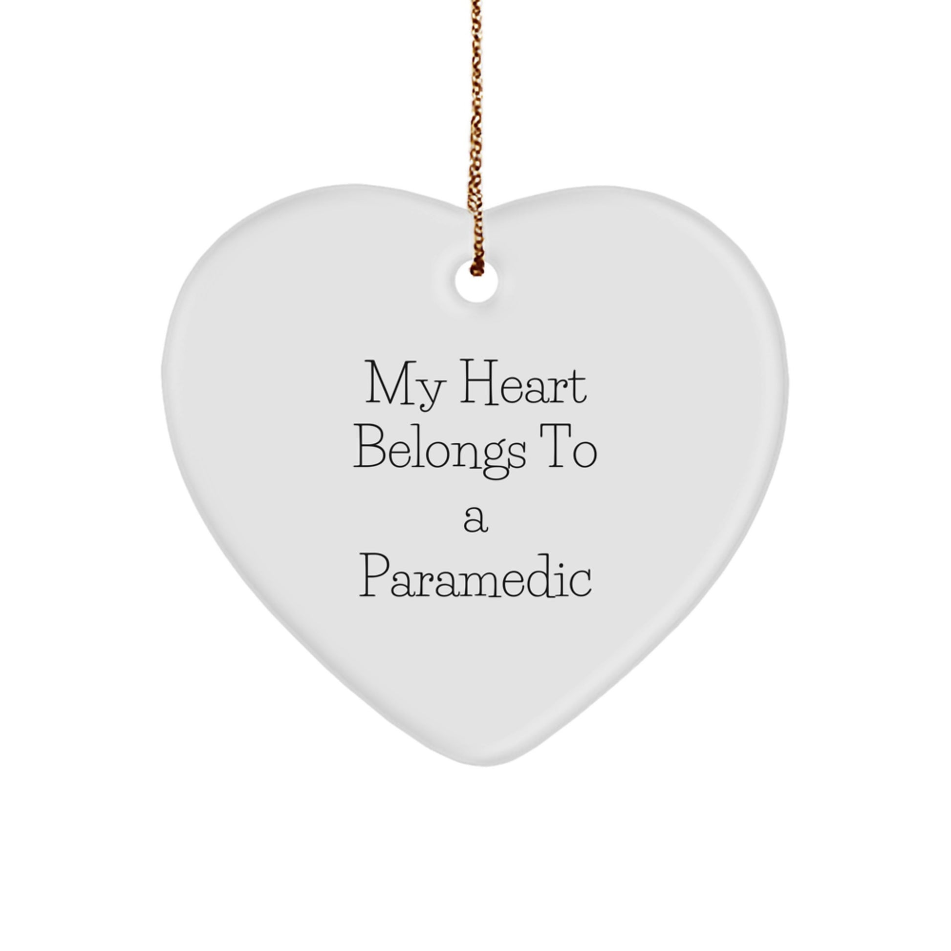 My Heart Belongs To A Rescue Worker, Heart Ornament Gift for Rescue Worker, Funny Christmas Unique Gift - Image 1