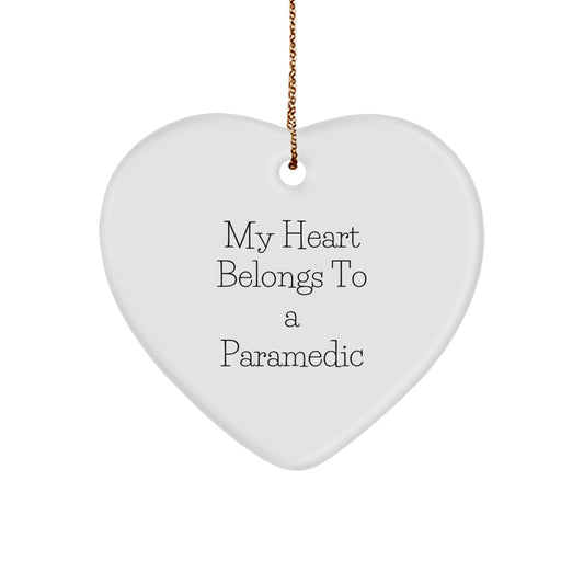 My Heart Belongs To A Rescue Worker, Heart Ornament Gift for Rescue Worker, Funny Christmas Unique Gift - Image 1