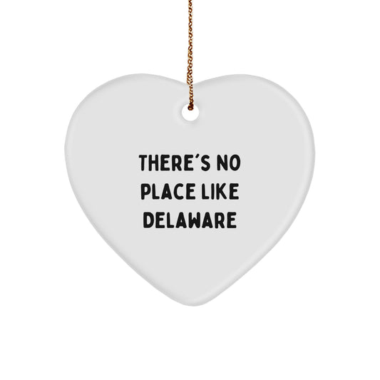 Delaware Heart Ornament Gifts from Friends for Christmas - There's No Place Like Home Quote - Image 1