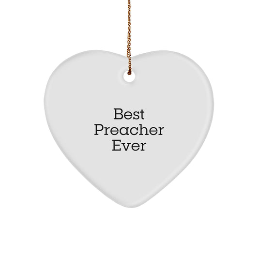 Funny Preacher Gifts, Best Preacher Ever Heart Ornament, Christmas Unique Gifts from Family to Friends - Image 1