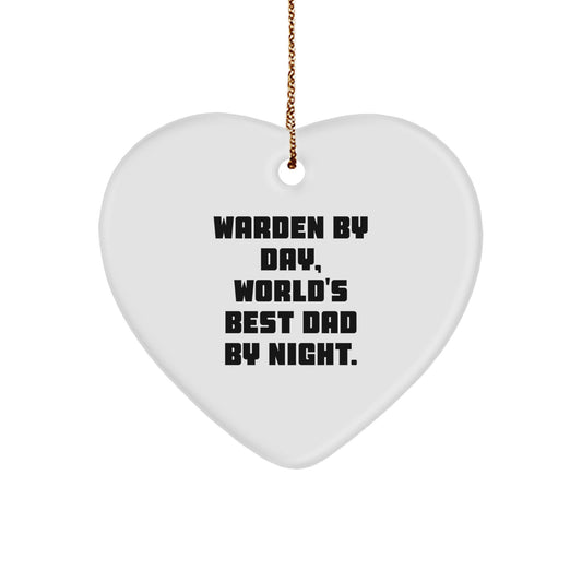 Warden Gifts, Heart Ornament with Funny Quote, Gifts from Men to Warden, Perfect for Christmas - Image 1