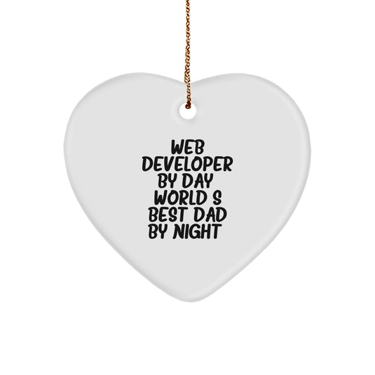 Web Developer Gifts by Day, Heart Ornament by Night, Funny Christmas Unique Gift for Men from Dad - Image 1