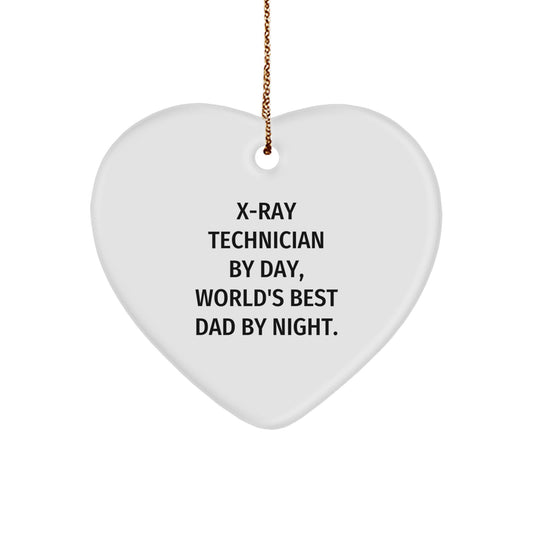 X-Ray Technician Gifts from Men to X-Ray Technician By Day, World's Best Dad By Night - Heart Ornament for Christmas - Image 1
