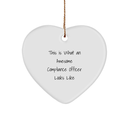 Funny Compliance Officer Gifts from Friends - Heart Ornament for Compliance Officer Christmas Unique Gifts - Image 1