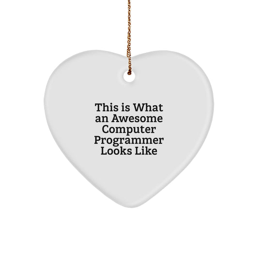 Funny Computer Programmer Gifts from Friends - Heart Ornament for Men, This Is What An Awesome Computer Programmer Looks Like, Christmas Unique Gifts for Coworkers - Image 1