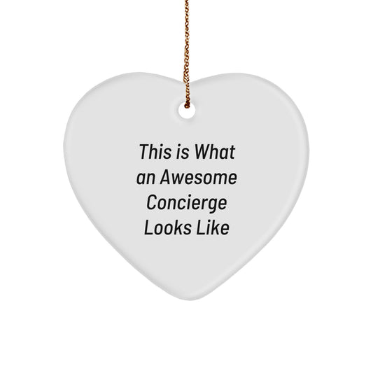 Concierge Gifts from Friends - Heart Ornament, 'This Is What An Awesome Concierge Looks Like', Christmas Unique Gifts for Concierge - Image 1