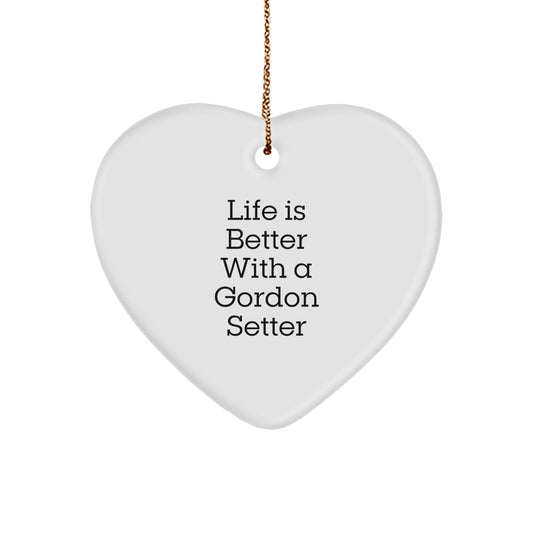 Gordon Setter Dog Heart Ornament Gifts from Family - 'Life Is Better With A Gordon Setter' Christmas Unique - Image 1