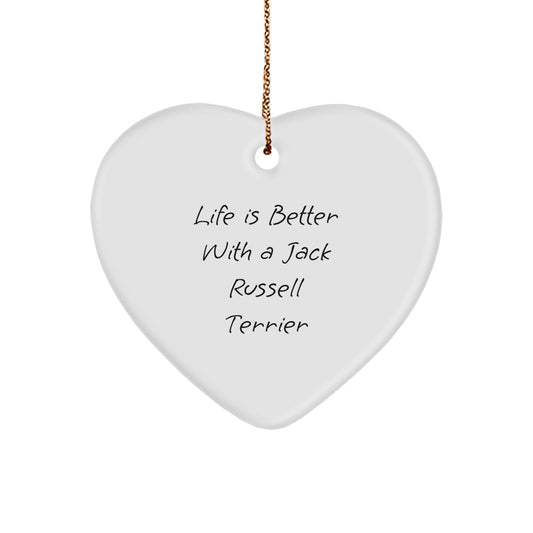 Jack Russell Terrier Dog Lover's Heart Ornament, Funny Quote Gift for Friends, Family, or Coworkers this Christmas - Image 1