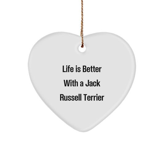 Funny Jack Russell Terrier Dog Gifts from Friends for Christmas - Heart Ornament with Quote 'Life Is Better With A Jack Russell Terrier' for Men, Women, Coworkers, Family - Image 1