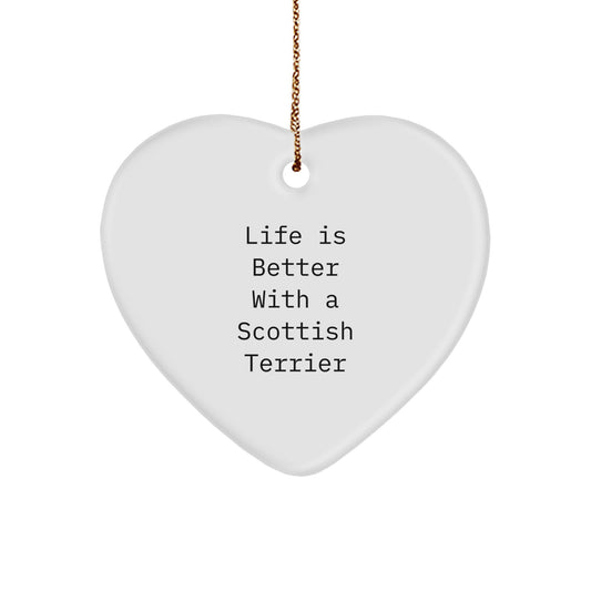 Funny Scottish Terrier Dog Gifts from Friends and Family for Christmas - Life Is Better With A Scottish Terrier Heart Ornament - Image 1