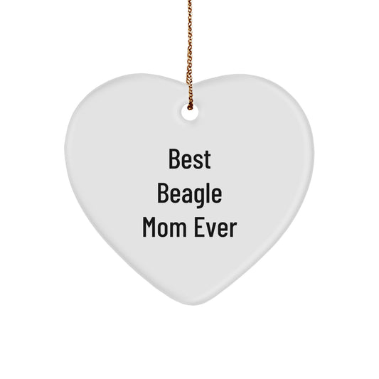 Beagle Dog Lovers Gift, 'Best Beagle Mom Ever' Heart Ornament, Christmas Unique Gifts for Family, Friends, or Coworkers - Image 1
