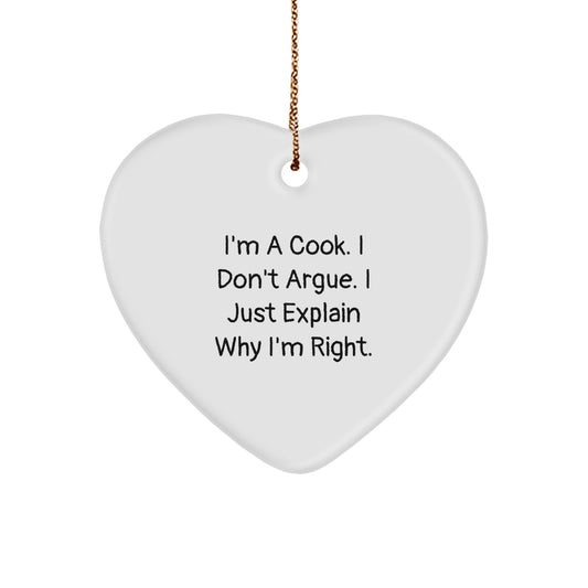 Cook Heart Ornament, Funny Quote, Gifts from Friends, for Men, Women, Cooks, at Christmas - Image 1