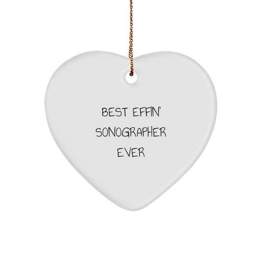 Funny Sonographer Gifts from Women Christmas Unique Gifts for Men, Women, or Coworkers - Best Effin' Sonographer Ever Heart Ornament - Image 1