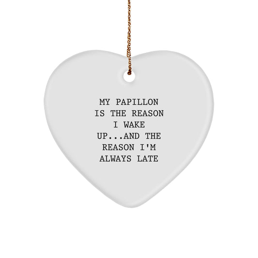 Papillon Dog Lover Funny Heart Ornament Gifts from Family to Friends - Image 1