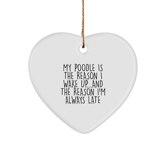 Funny Poodle Dog Gifts, Heart Ornament for Him or Her - Gifts from Dad to Daughter, Son to Mom, or Friends to Family - Christmas Unique Decorations - Image 1