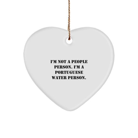 Portuguese Water Dog Christmas Heart Ornament, Funny Quote Gifts from Friends, Perfect for Portuguese Water Dog Lovers, 2.75'' Tall, MDF, Sublimation, White - Image 1