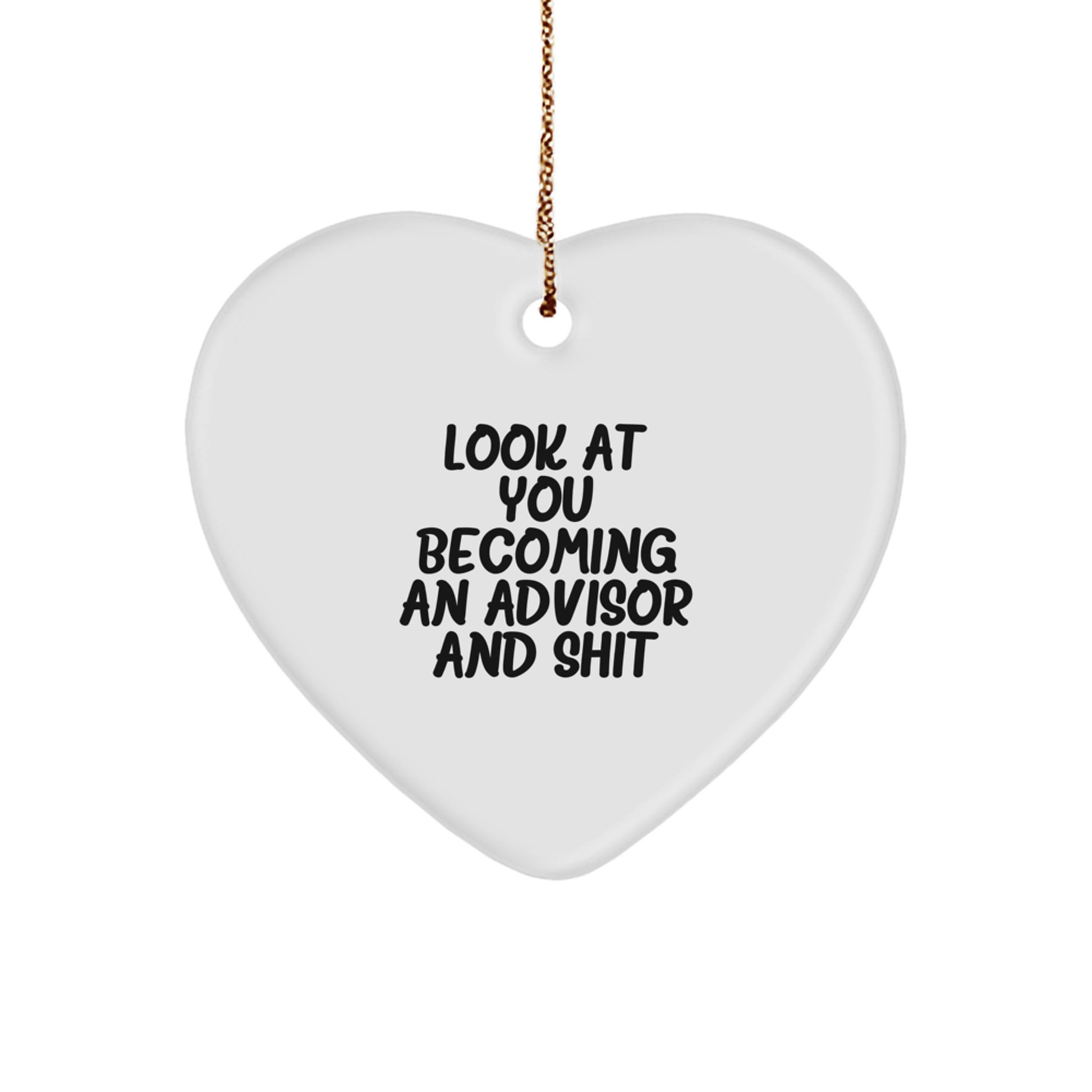 Funny Advisor Gifts from Friends - 'Look At You Becoming An Advisor And Shit' Heart Ornament for Men or Women, Christmas Unique Advisor Present - Image 1