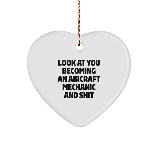 Funny Aircraft Mechanic Gifts from Friends - Heart Ornament for Men, Inspirational Quote for Christmas - Image 1