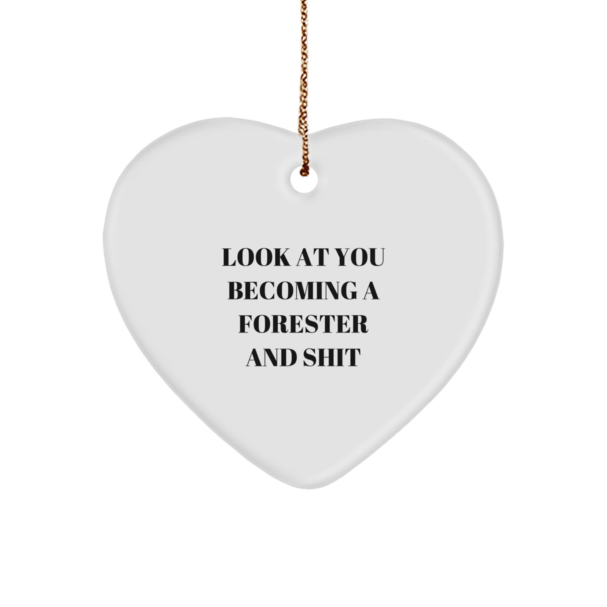 Forester Gifts from Friends for Christmas - Funny Heart Ornament, 'Look At You Becoming A Forester And Shit' Quote, Perfect for Men or Women - Image 1