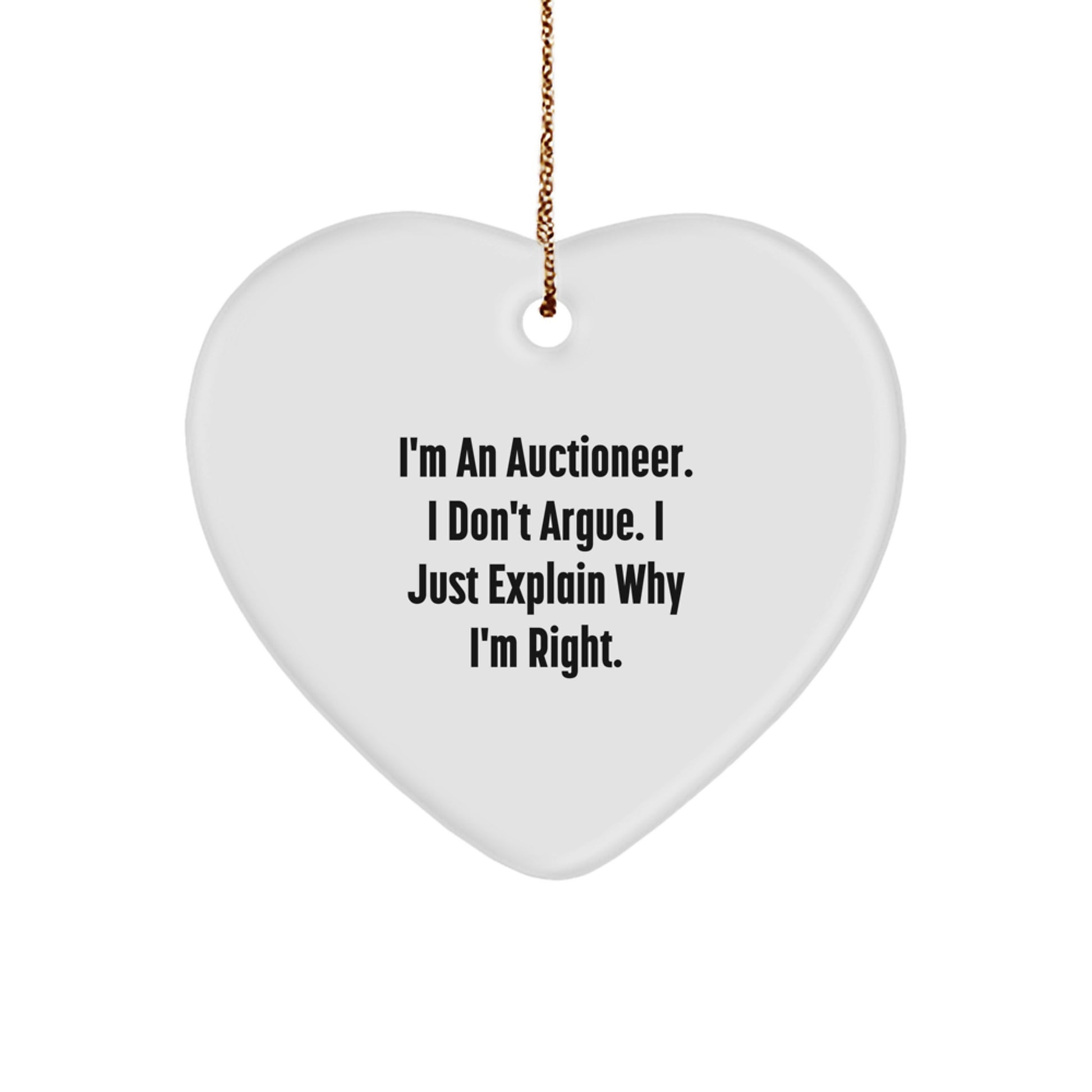 Auctioneer Heart Ornament, Funny Quote Gifts from Friends, Unique Christmas Unique Gifts for Men, Women, Family, Coworkers - Image 1