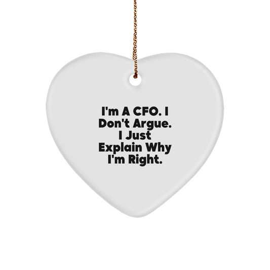 Funny CFO Gifts from Men to Friends - Heart Ornament with Inspirational Quote - Christmas Unique Gifts for CFO - Image 1